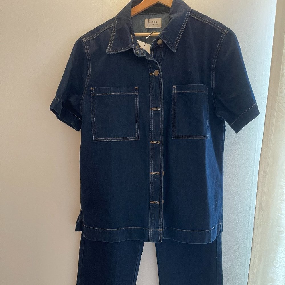 DISSH Piper Denim Set - Top + Cargo style jeans, dark denim, brand new with tags